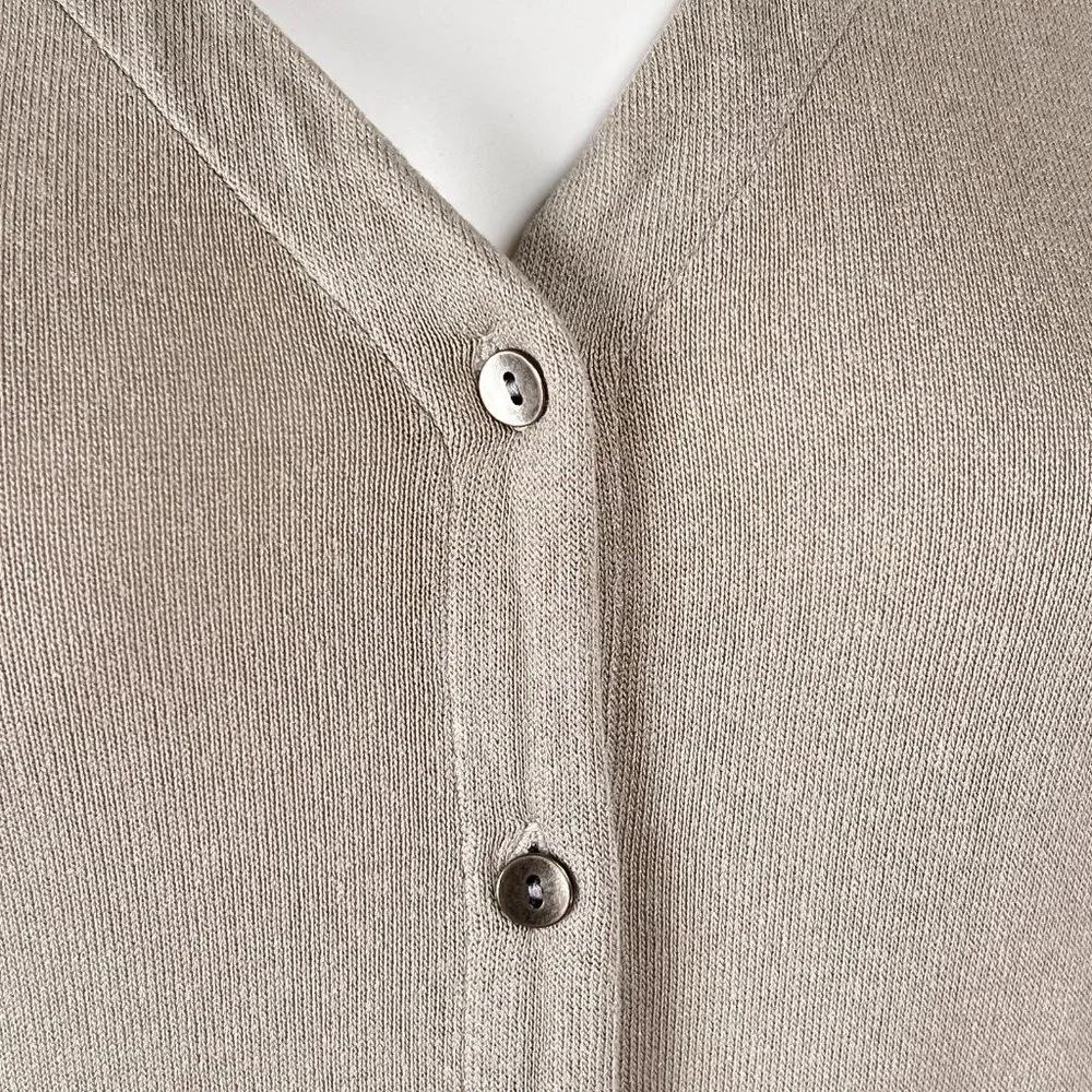 J Jill Wearever Collection Lightweight Button Up Beige 3/4 Sleeve Cardigan Sz XS - Picture 4 of 8